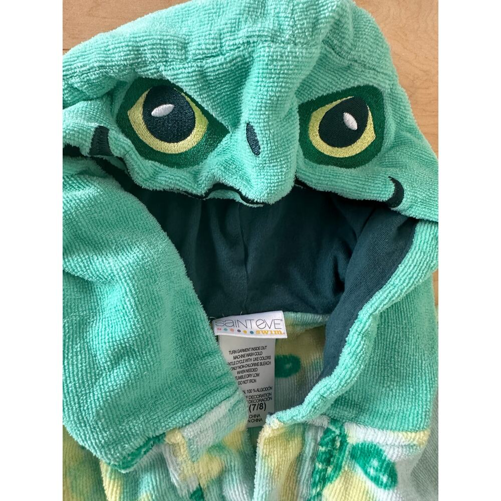 Saint Eve Swim Small 7/8 Green Turtle Print Bathrobe Robe Swim Cover Up - Picture 6 of 9